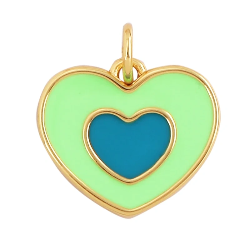 Trendy Colourful Enamel Dripping Oil Love Heart Charm Pendant,Cute Rainbow Round Coin Jewelry Necklace Accessories Supply L28