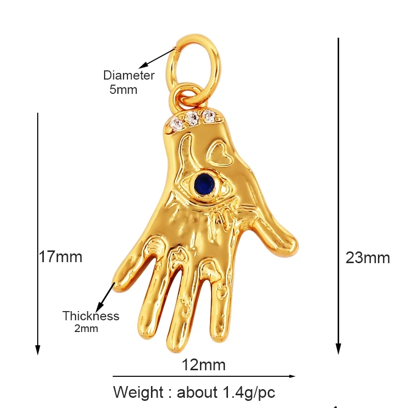 Buddha Hamsha Evil Eye Hand Charm , 18K Real Gold Plated Colour,Necklace Bracelet Pendant for Handmade Jewelry Supplies L14