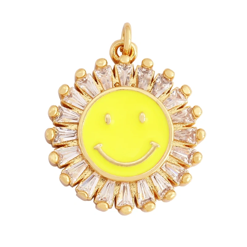 New Style Number Eleven Happy Face Round Charm Pendant,Fashion Zircon Necklace Bracelet Pendant Handmade Jewelry Accessories M61