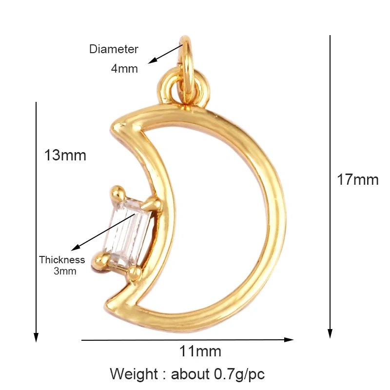 Trendy Sun Apollo Moon Star Shell Charm Pendant,Real Gold Plated Cubic Zirconia Paved,Jewelry Necklace Bracelet Accessories M56