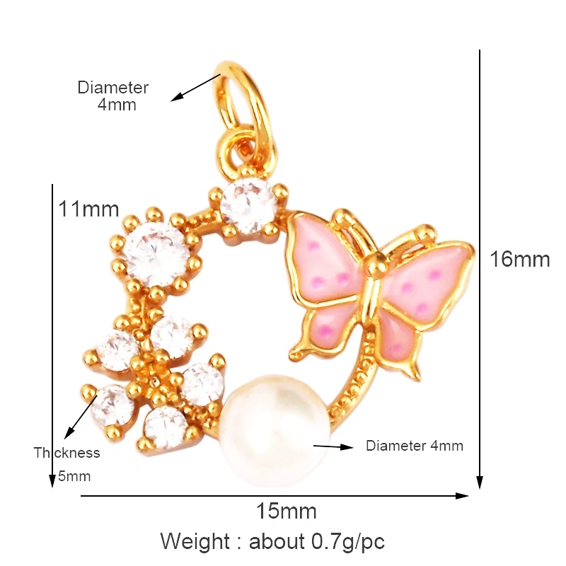 Fine Sweet Flower Charm Pendant,Trendy Multicolor Zircon Pentacle Butterfly Necklace Accessories Handy Craft Jewelry Supply K54