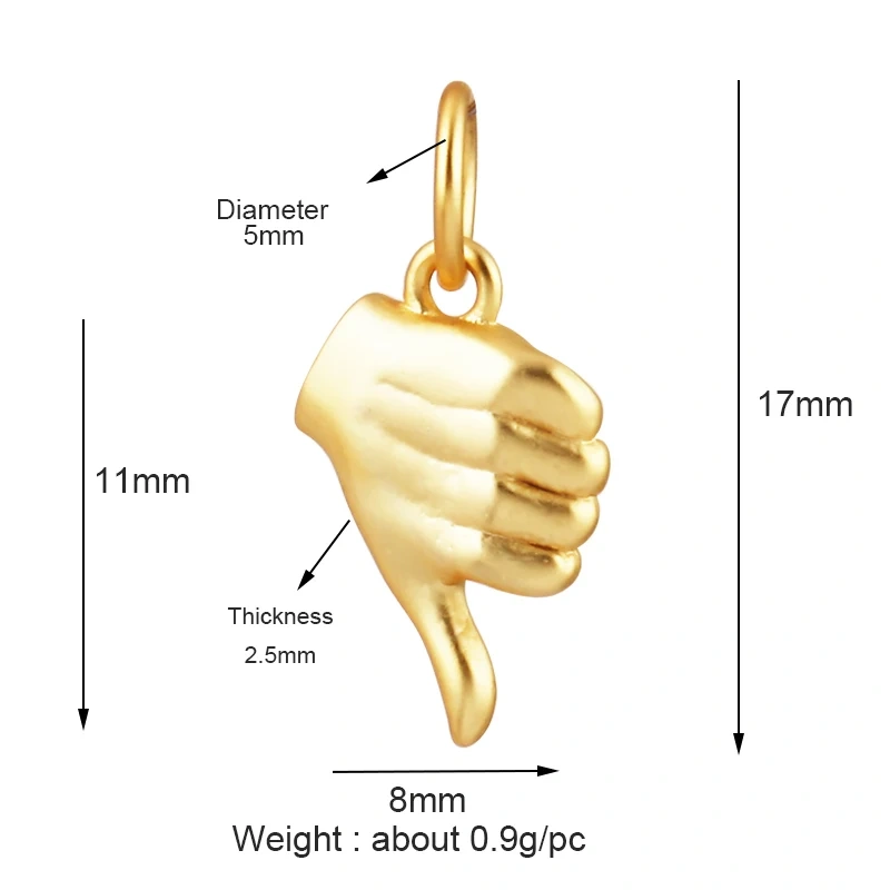 Hand Gesture Finger Sign Language Charm Pendant,Brass Based,Gold Plated Jewelry Necklace Bracelet Making Wholesale Supplies L14