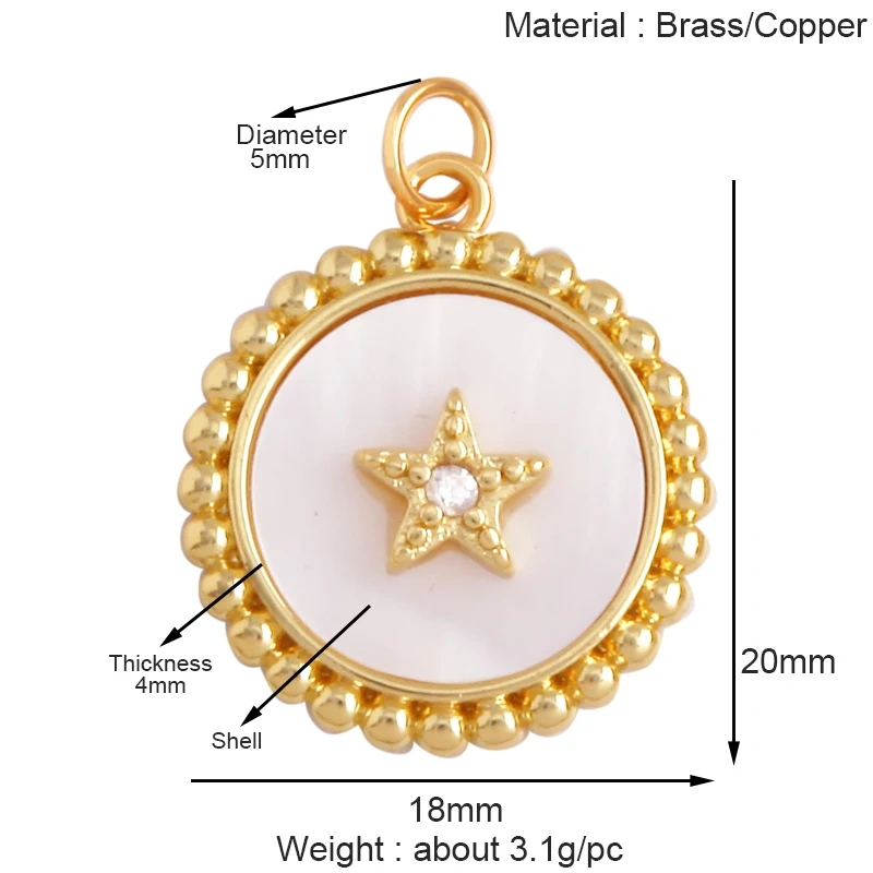 Trendy Shining Star Moon Sun Sea Charm Pendant,18K Gold Inlaid CZ Zirconia Jewelry Findings Necklace Bracelet Making Supply K52