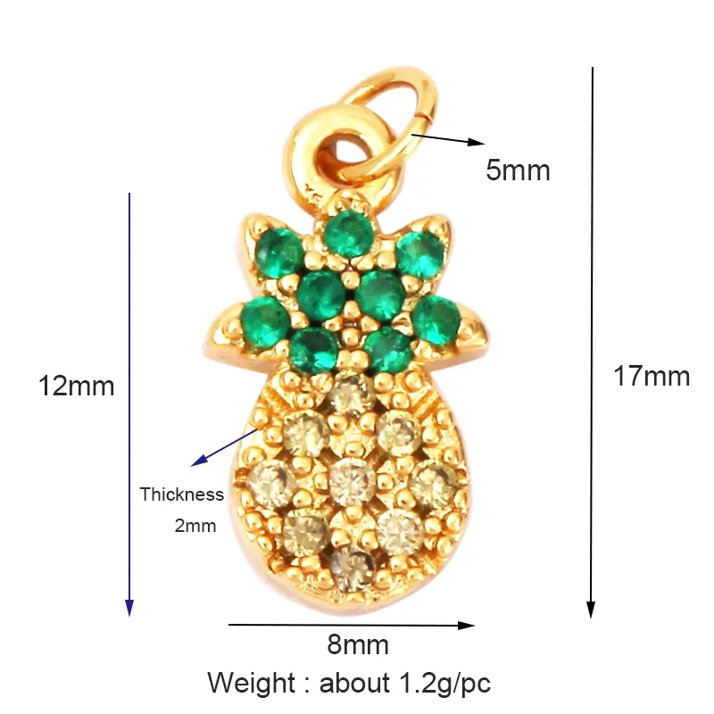 Cherry Pineapple Banana Cactus Mushroom Coconut Tree 18K Gold Charm Pendant,Bangle Earring Necklace Jewelry Findings Supply N30