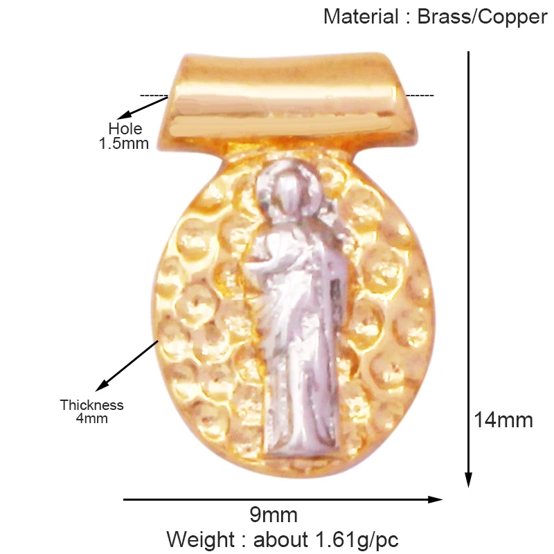 Religious Stye Jesus Virgin Mary Shell Charm Pendant,Holy 18K Gold Inlaid Cubic Zirconia Jewelry Necklace Accessories Supply K51