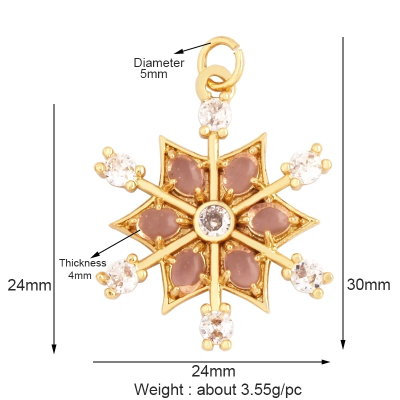 Trendy Sun Apollo Moon Star Shell Charm Pendant,Real Gold Plated Cubic Zirconia Paved,Jewelry Necklace Bracelet Accessories M56