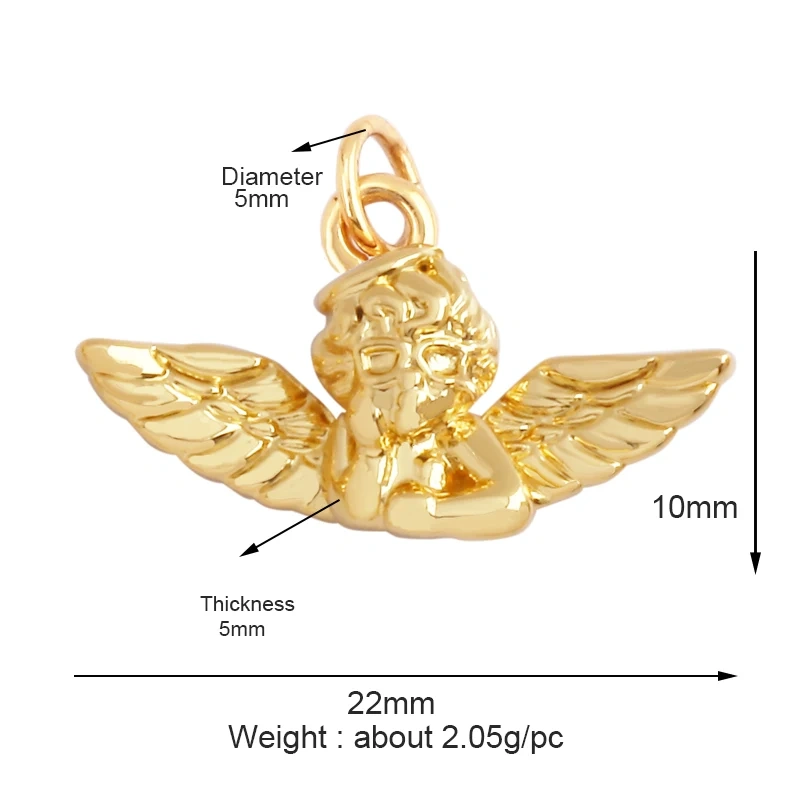 Guarden Angel Wings Goddess Amulet Medallion Zircon Charm Pendant,18K Gold Plated Necklace Jewelry Findings Supplies M76