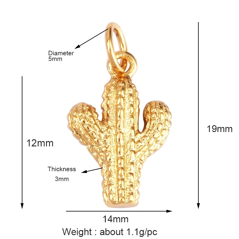 Cherry Pineapple Banana Cactus Mushroom Coconut Tree 18K Gold Charm Pendant,Bangle Earring Necklace Jewelry Findings Supply N30