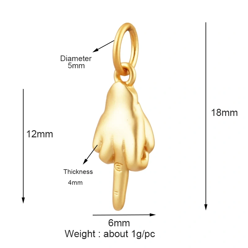 Hand Gesture Finger Sign Language Charm Pendant,Brass Based,Gold Plated Jewelry Necklace Bracelet Making Wholesale Supplies L14