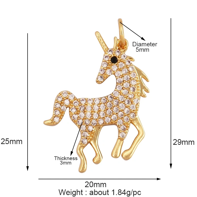 Unique Fine Bear Cow Unicorn Giraffe Dinosaur Camel Fox Animal Charm Pendant,Cute 18K Gold Necklace Bracelet Jewelry Supply L43