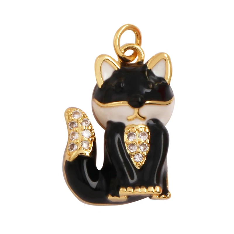 Fine Bird Cat Rabbit Owl Fox Animal Charm Pendant,Unique Bear Elephant 18K Gold Zircon Necklace Bracelet for Jewelry Supply L43