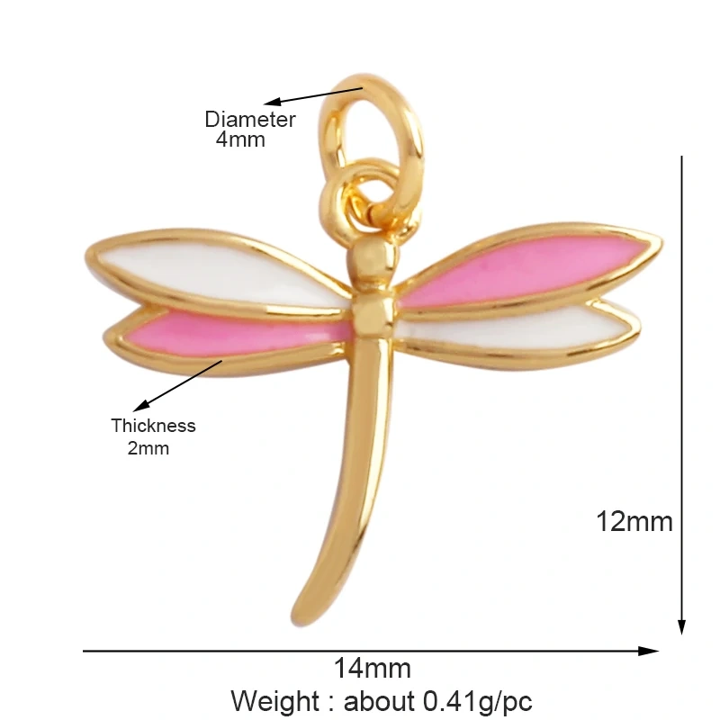 Trendy Butterfly Dragonfly Bird Bee Spider Animal Charm Pendant,Cute 18K Gold Necklace Bracelet for Handmade Jewelry Supply L43