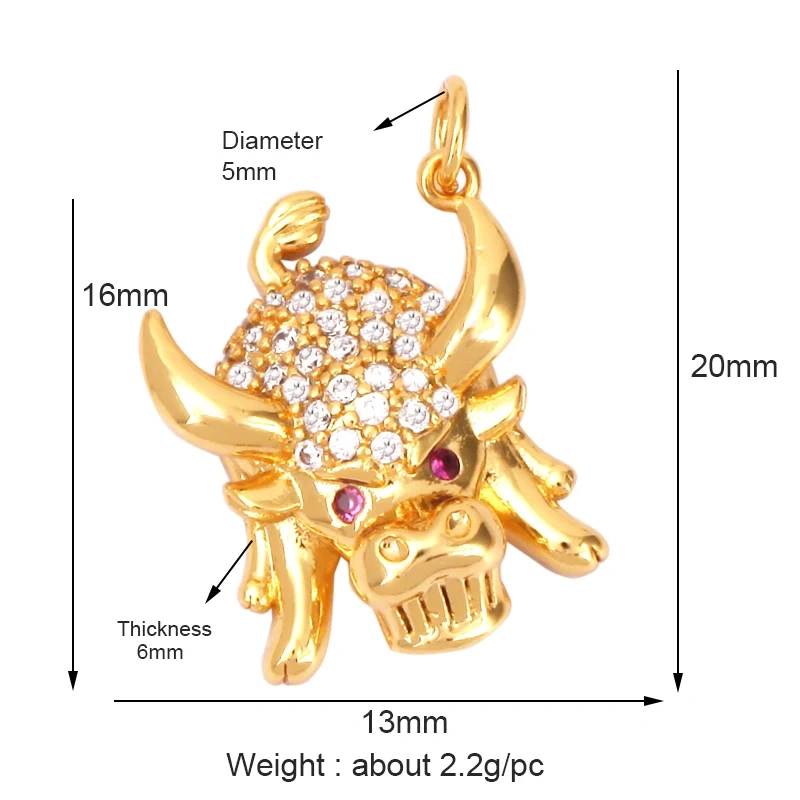 Unique Fine Bear Cow Unicorn Giraffe Dinosaur Camel Fox Animal Charm Pendant,Cute 18K Gold Necklace Bracelet Jewelry Supply L43