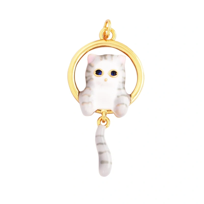 Fine Bird Cat Rabbit Owl Fox Animal Charm Pendant,Unique Bear Elephant 18K Gold Zircon Necklace Bracelet for Jewelry Supply L43