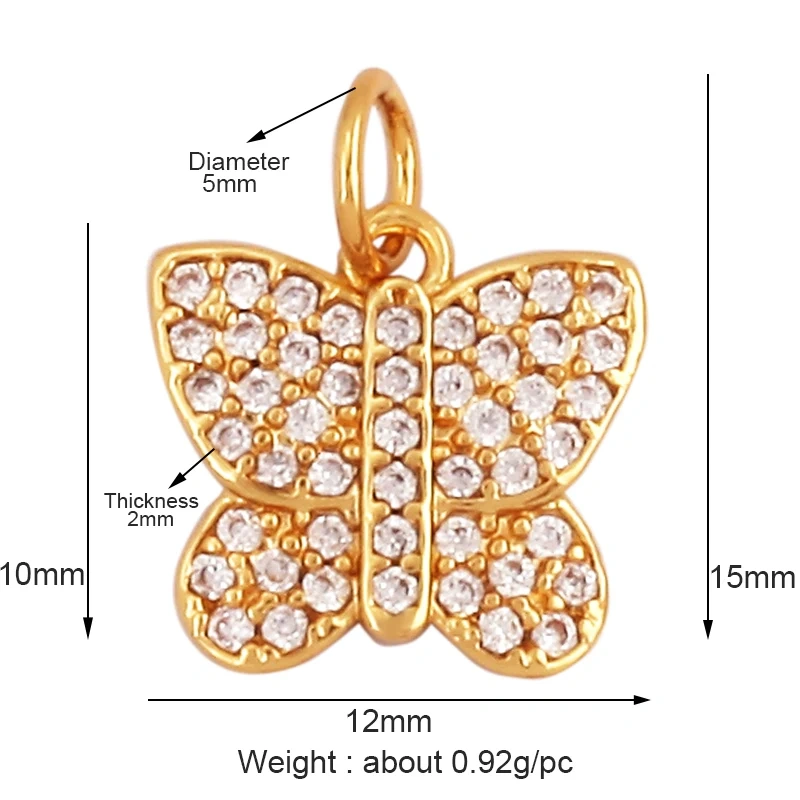 Trendy Butterfly Dragonfly Bird Bee Spider Animal Charm Pendant,Cute 18K Gold Necklace Bracelet for Handmade Jewelry Supply L43