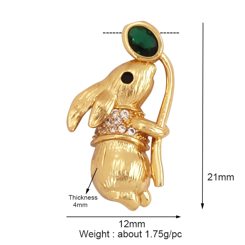 Fine Bird Cat Rabbit Owl Fox Animal Charm Pendant,Unique Bear Elephant 18K Gold Zircon Necklace Bracelet for Jewelry Supply L43