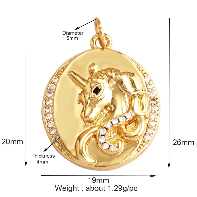 Unique Fine Bear Cow Unicorn Giraffe Dinosaur Camel Fox Animal Charm Pendant,Cute 18K Gold Necklace Bracelet Jewelry Supply L43