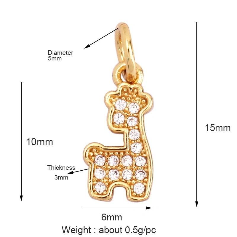 Unique Fine Bear Cow Unicorn Giraffe Dinosaur Camel Fox Animal Charm Pendant,Cute 18K Gold Necklace Bracelet Jewelry Supply L43