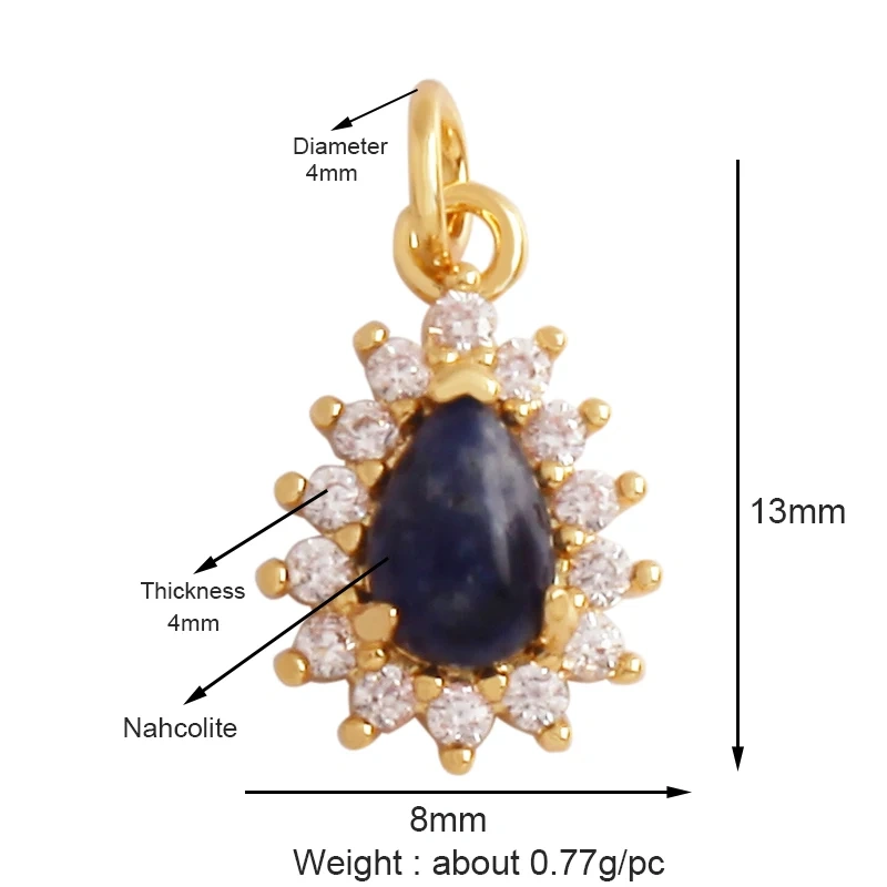 Trendy Crystal Agate Topaz Amethyst Charm Pendant,Water Drop Geometry Shape Necklace Bracelet Handmade Jewelry Accessories K46