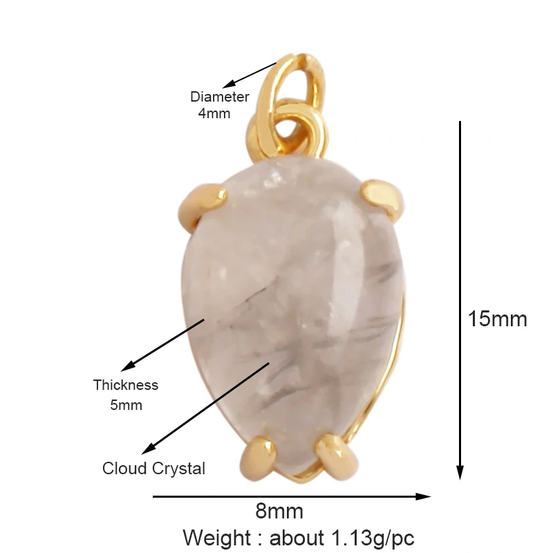 Trendy Crystal Agate Topaz Amethyst Charm Pendant,Water Drop Geometry Shape Necklace Bracelet Handmade Jewelry Accessories K46