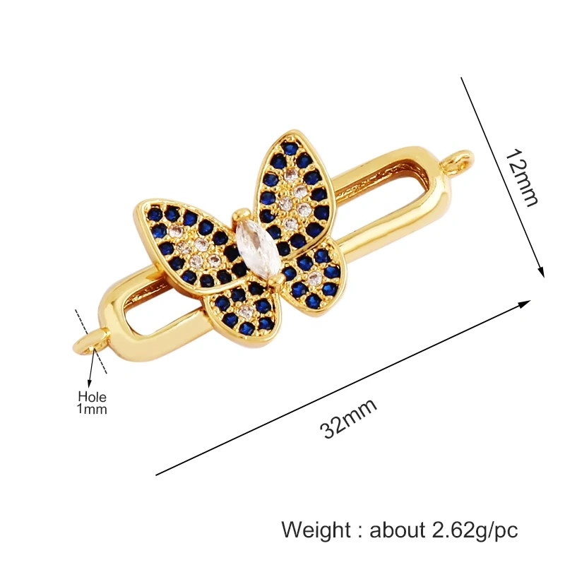 Flower Tree Leaf Eye Movable Butterfly Connnector,18K Gold Plated Bracelet Necklace Charm Jewelry Finding Components Supply K45