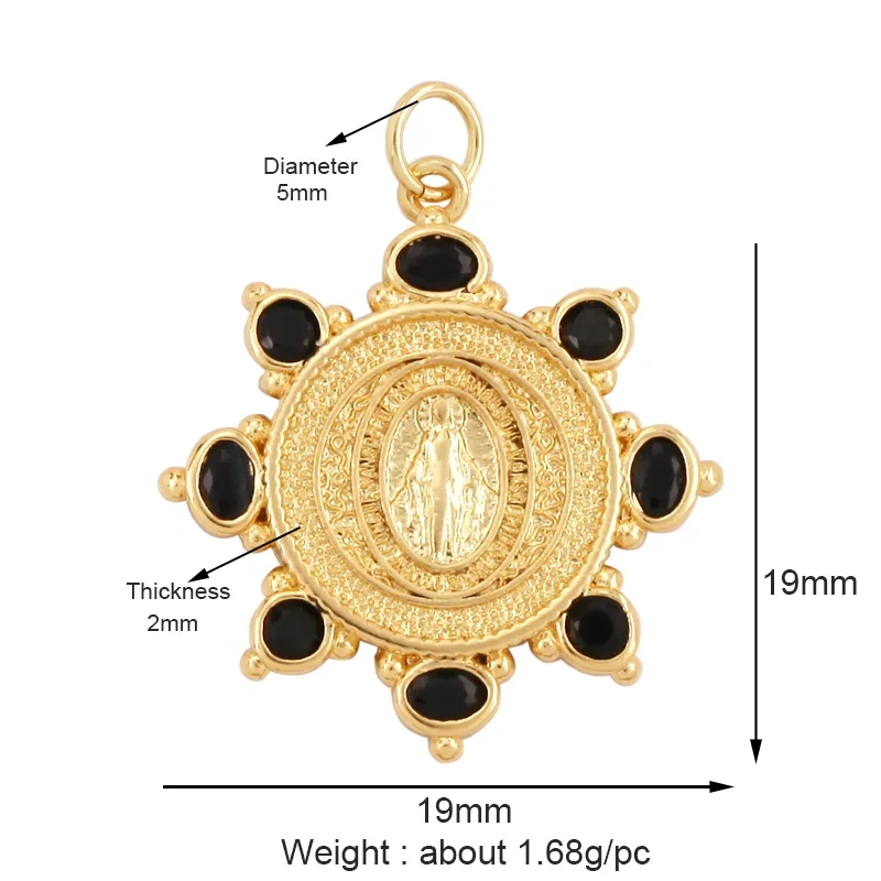 Shell 18K Gold Inlaid Zirconia Charm Geometry Pendant,Holy Religious Jesus Virgin Mary Jewelry Necklace Accessories Supplies M70