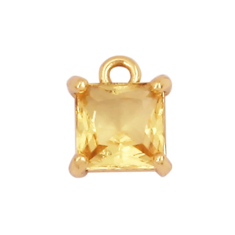 Water Drop Geometry Bezel Charm Pendant with Glass,Earring Attachment,18K Gold Plated CZ Pave Jewelry Findings Accessories K48