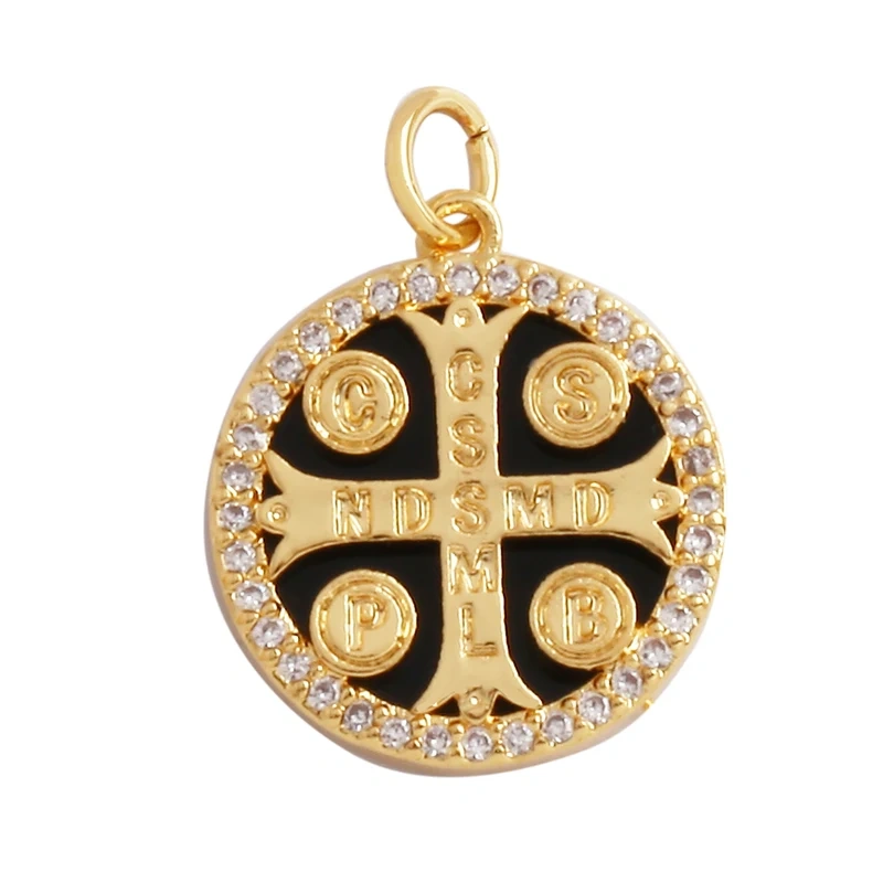 Shell 18K Gold Inlaid Zirconia Charm Geometry Pendant,Holy Religious Jesus Virgin Mary Jewelry Necklace Accessories Supplies M70