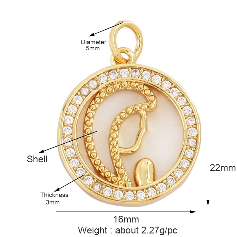 Shell 18K Gold Inlaid Zirconia Charm Geometry Pendant,Holy Religious Jesus Virgin Mary Jewelry Necklace Accessories Supplies M70