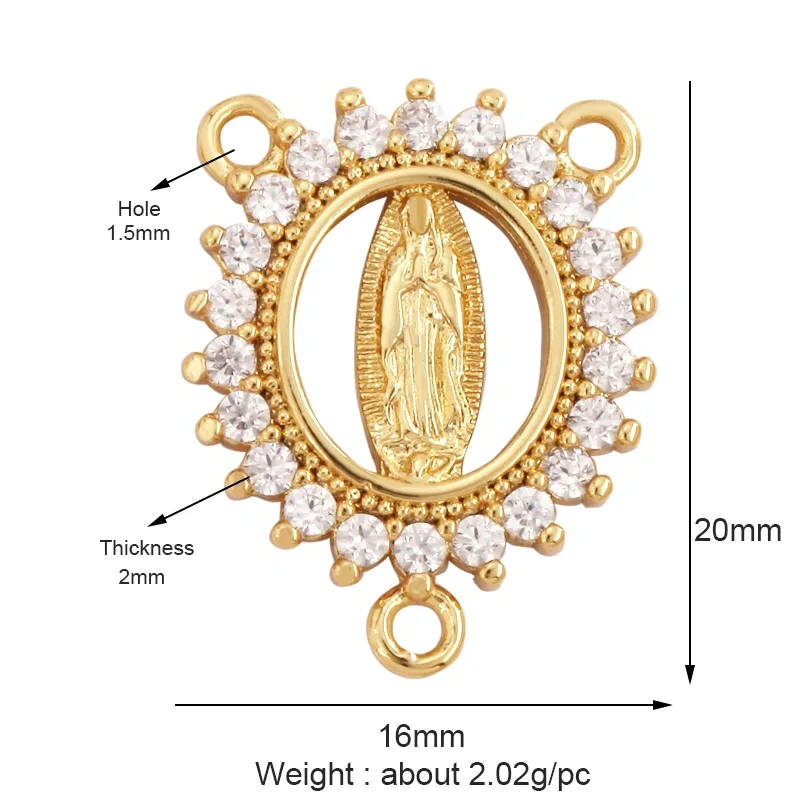 Shell 18K Gold Inlaid Zirconia Charm Geometry Pendant,Holy Religious Jesus Virgin Mary Jewelry Necklace Accessories Supplies M70