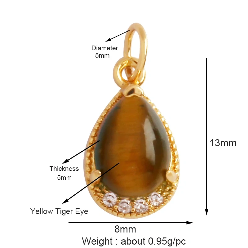 Trendy Crystal Agate Topaz Amethyst Charm Pendant,Water Drop Geometry Shape Necklace Bracelet Handmade Jewelry Accessories K46