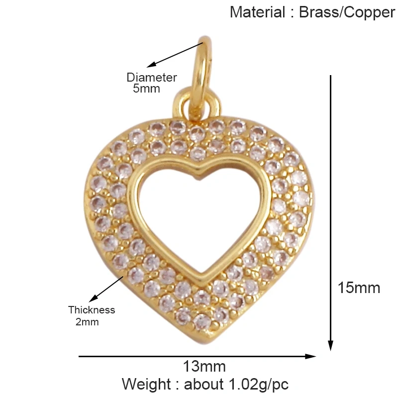 Trendy MOM MAMA Love Heart Charm Pendant,Creative Angel Wings 18K Gold Plated Zircon Jewelry Findings Accessories Supplies K38