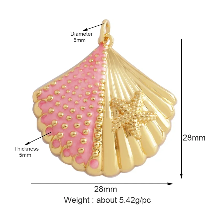 Fish Monta Ray Marine Organism Sea Conch Shell Nautil Coral Branch Charm Pendant,Gold Plated Zircon Jewelry Finding Supplies P02