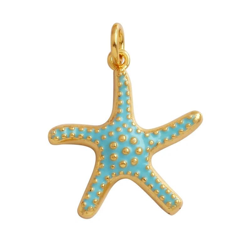 Fish Monta Ray Marine Organism Sea Conch Shell Nautil Coral Branch Charm Pendant,Gold Plated Zircon Jewelry Finding Supplies P02