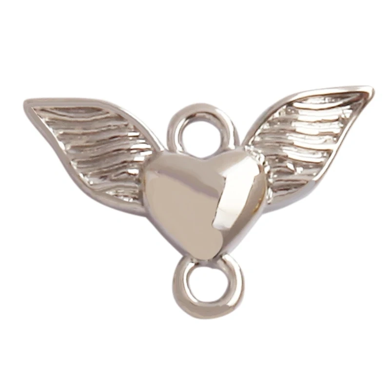 Trendy MOM MAMA Love Heart Charm Pendant,Creative Angel Wings 18K Gold Plated Zircon Jewelry Findings Accessories Supplies K38