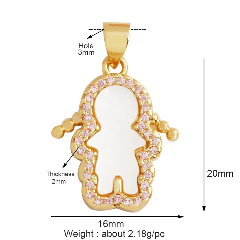 Fairy Tale Small Princess Price CZ Zirconia Boy Girl Mermaid Charm Pendant,18K Gold Plated for DIY Handmade Jewelry Supply M72