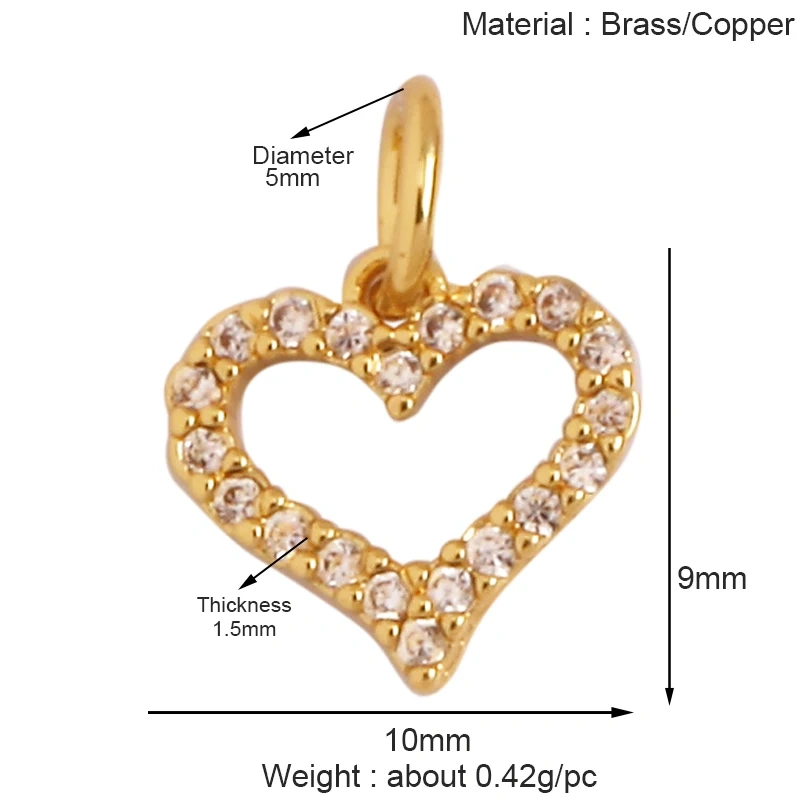 Trendy MOM MAMA Love Heart Charm Pendant,Creative Angel Wings 18K Gold Plated Zircon Jewelry Findings Accessories Supplies K38