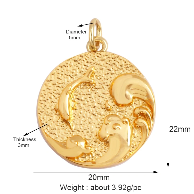 Fish Monta Ray Marine Organism Sea Conch Shell Nautil Coral Branch Charm Pendant,Gold Plated Zircon Jewelry Finding Supplies P02