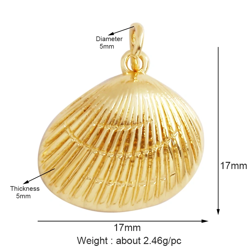 Fish Monta Ray Marine Organism Sea Conch Shell Nautil Coral Branch Charm Pendant,Gold Plated Zircon Jewelry Finding Supplies P02