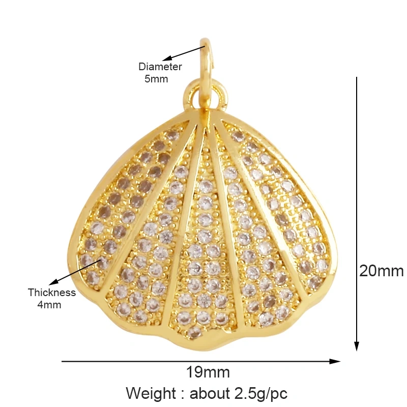 Fish Monta Ray Marine Organism Sea Conch Shell Nautil Coral Branch Charm Pendant,Gold Plated Zircon Jewelry Finding Supplies P02