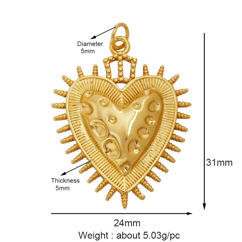 New in Sacred Red Heart Charm Victorian Love Zircon Charm Pendant,Fashion Wing 18K Gold Plated for Jewelry Making Supplies P04