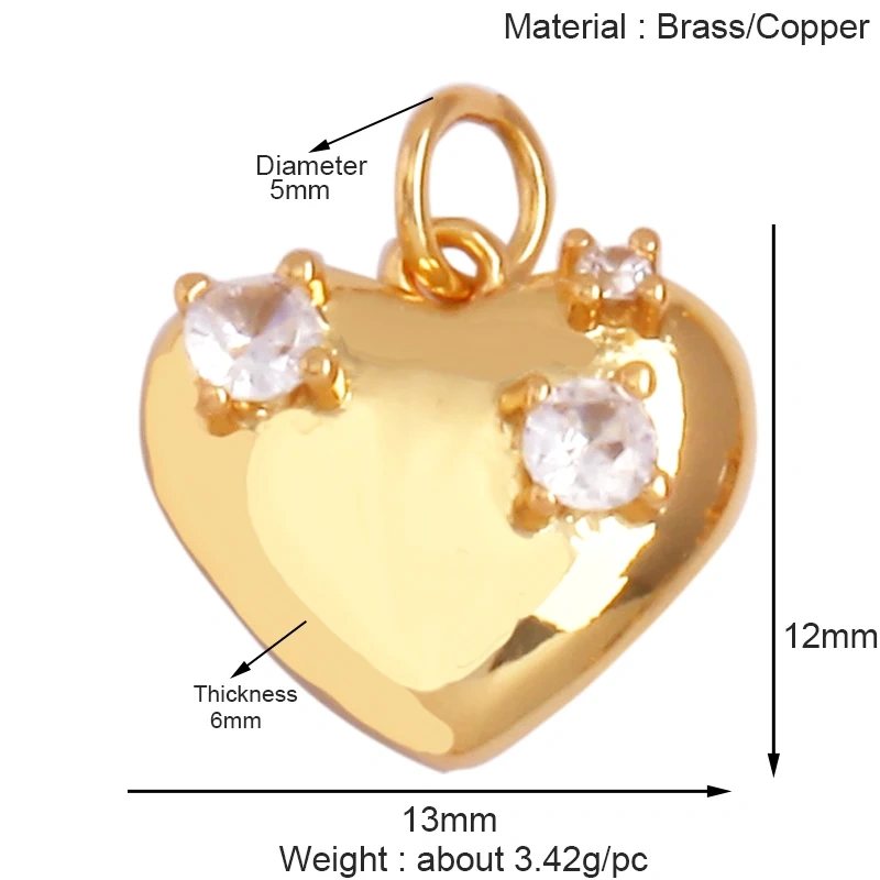 Trendy MOM MAMA Love Heart Charm Pendant,Creative Angel Wings 18K Gold Plated Zircon Jewelry Findings Accessories Supplies K38