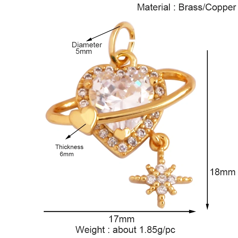 Trendy MOM MAMA Love Heart Charm Pendant,Creative Angel Wings 18K Gold Plated Zircon Jewelry Findings Accessories Supplies K38