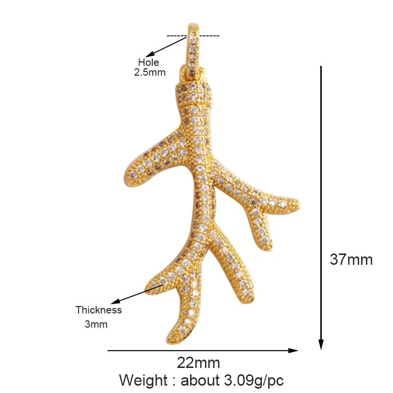 Fish Monta Ray Marine Organism Sea Conch Shell Nautil Coral Branch Charm Pendant,Gold Plated Zircon Jewelry Finding Supplies P02