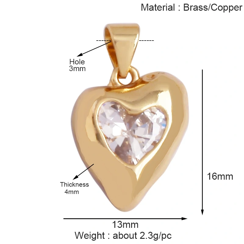 Trendy MOM MAMA Love Heart Charm Pendant,Creative Angel Wings 18K Gold Plated Zircon Jewelry Findings Accessories Supplies K38