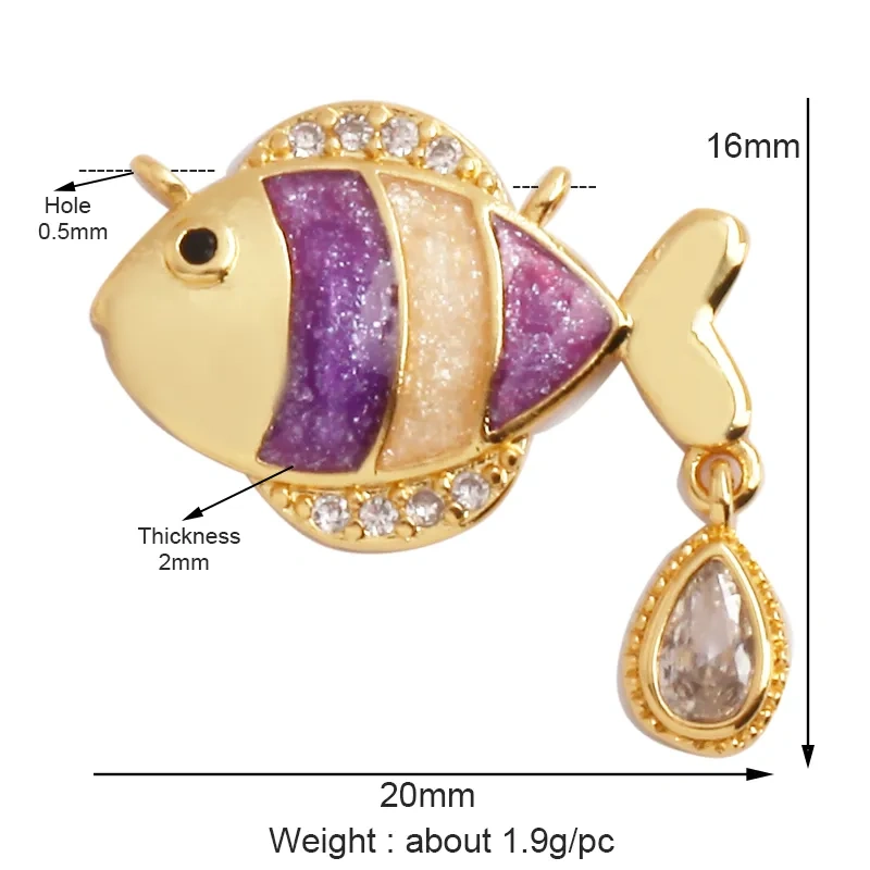 Fish Monta Ray Marine Organism Sea Conch Shell Nautil Coral Branch Charm Pendant,Gold Plated Zircon Jewelry Finding Supplies P02