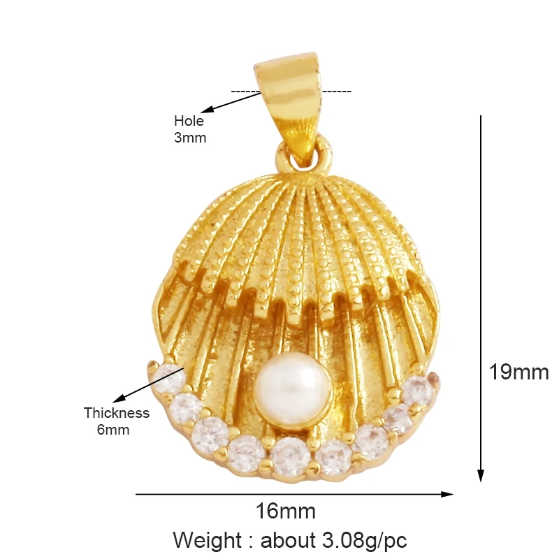 Fish Monta Ray Marine Organism Sea Conch Shell Nautil Coral Branch Charm Pendant,Gold Plated Zircon Jewelry Finding Supplies P02