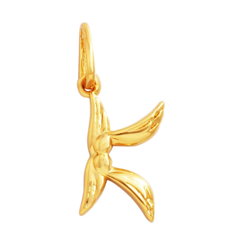 Creativity Elegance Feather Swan Gold Plated Initial Name A-Z Letter Charm Pendant Necklace,Fashion Jewelry Findings Supply M45