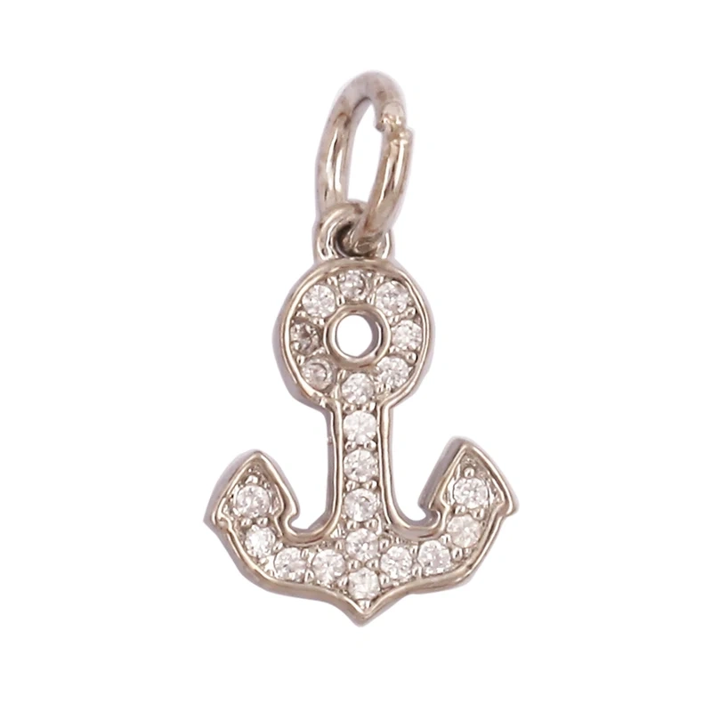 Trendy Ocean Sea River Boat Anchor Boat Rudder Charm Pendant,18K Gold Plated Zircon Jewelry Findings Accessories Supplies P02