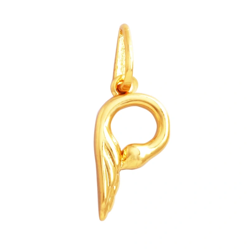 Creativity Elegance Feather Swan Gold Plated Initial Name A-Z Letter Charm Pendant Necklace,Fashion Jewelry Findings Supply M45